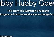 Submissive husband sucks monster cock