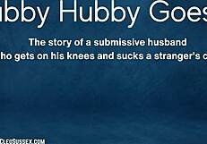 Submissive husband sucks monster cock