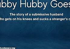 Submissive husband sucks monster cock