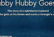 Submissive husband sucks monster cock