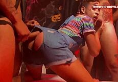 Halloween orgy at the guys' house!