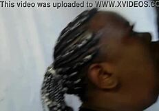 Ebony deepthroat sucking and swallowing black cock