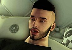 She kisses and blows the rough hardcore singer.