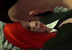 She kisses and blows the rough hardcore singer.