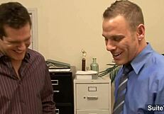 Tattooed Gay Man Gets Ass Licked and Fucked in Office