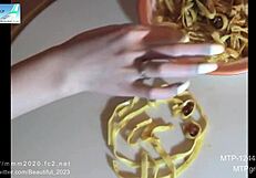 hey, check out this asian amateur fingering with those long artificial nails?