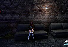 Naughty Brunette Milf Blows in Public Cartoon Scene