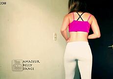 teen in yoga pants dancing on webcam