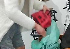 Husband coming out of the shower in towel