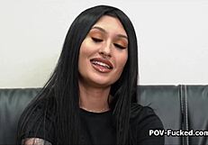 inked pornstar wannabe deepthroats after interview