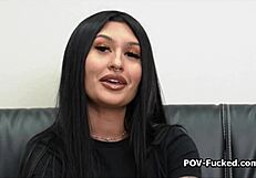 inked pornstar wannabe deepthroats after interview