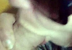 Mature chubby woman gives POV blowjob.