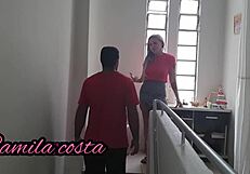 Latina milf amateur pays rent with pussy