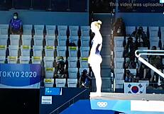 The sexy girls from ornamental jumps flaunt their perfect asses in a steamy display