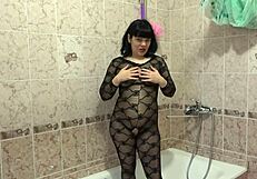 Is Her Hairy Pussy Wet From Shower Jet Or Fetish?