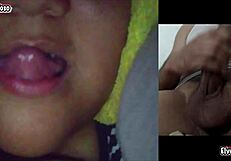 the boss's wife wanted video call lessons but got horny and we masturbated together