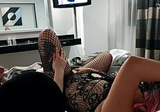 We both masturbate while watching each other intensely, blonde milf with big boobs and horny tits.