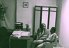 Black babe gets caught on office cctv during work
