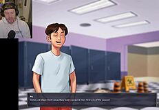 Summertime saga mommy bathes with teen in shower scene