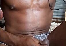 Masturbating my big black cock with a boxer: A hot amateur video