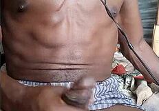 Masturbating my big black cock with a boxer: A hot amateur video