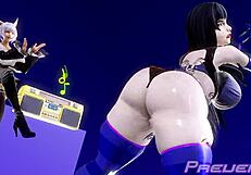 Dancing Seductively for a Miqote in This Captivating 3D Anime Hentai Scene