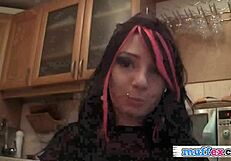 Stripping and teasing: Unbuttoning of a brunette girlfriend