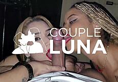 two naughty teens mess makeup on idiot and take cock in swing house