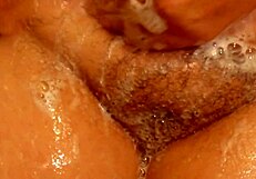 Caught spying on wife's shower, her shaved tits exposed!