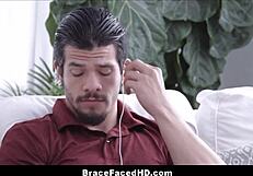 Braced Stepsister Teased by Monster Cock