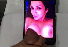 Latina teen Teresa receives cum tribute on her big tits