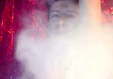 gay demon party with halloween toys and riding