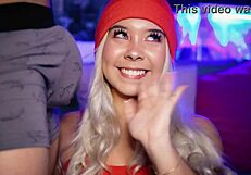 Horny Blonde Sucks Cock While Wearing Boxers Outdoors