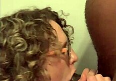 Amateur milf deepthroats interracial cock in close up oral blowjob