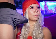 Horny Blonde Sucks Cock While Wearing Boxers Outdoors