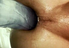 Tight asshole rides huge dildo to explosive cumshots for intense orgasms.