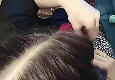 Brunette Babe Clamps Nipples in Close-Up