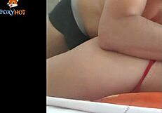 Slutty wife in hotel lingerie endures double penetration from lover and cuckold husband, creampied by both