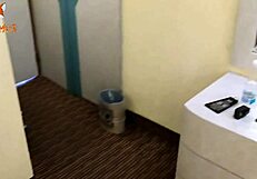 Slutty wife in hotel lingerie endures double penetration from lover and cuckold husband, creampied by both