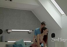 Tiny brunette cutie with tattoos gets fucked passionately