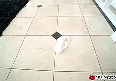 Izzy lush spreads legs for doggystyle banging