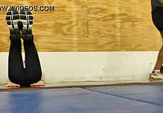 Asian in Tight Black Leggings at Gym