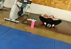 Asian in Tight Black Leggings at Gym