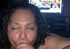 Is this mature latina from bumble teasing with her mouth on cock and ass?