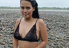 Slutty and hot amateur brunette likes cock in public
