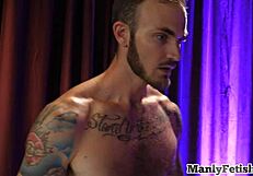 tattooed bottom barebacked hard by crossdresser in fishnets