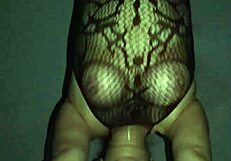 Fishnet chubby tits bounce!