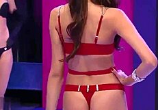 Emy nascimento's lingerie parade in reality show with natural tits on display