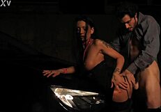 Petite Brunette Destiny Bent Over and Roughly Pounded by Mike Angelo on Street