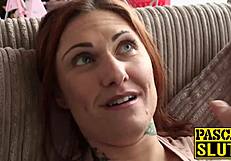 British MILF Tallulah indulges in solo masturbation, showcasing her tattooed curves and horny desires.